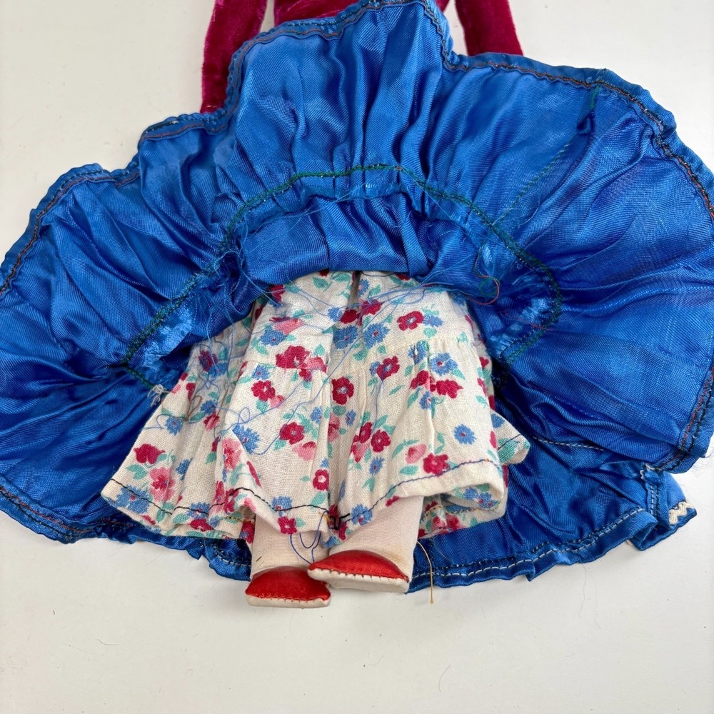 VTG Mid-Century Navajo Native American 13" Handmade Velvet Satin Fabric Doll - Picture 4 of 8